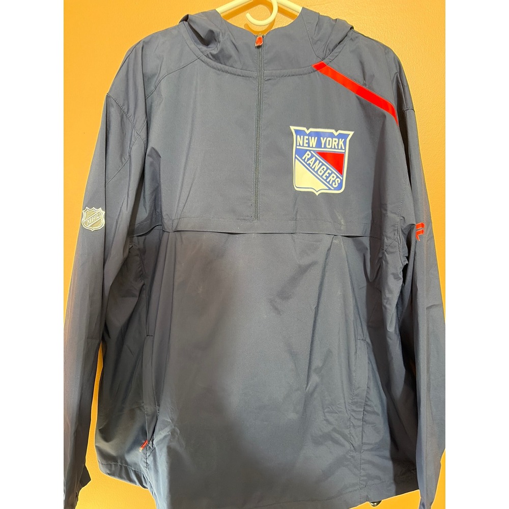 Fanatics Authentic Pro NHL New York Rangers Mens XL Navy Blue Zip Windbreaker